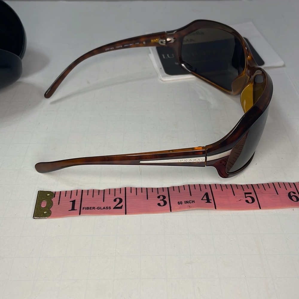 Authentic PRADA tortoise shell print and silver sunglasses with case - Picture 9 of 12